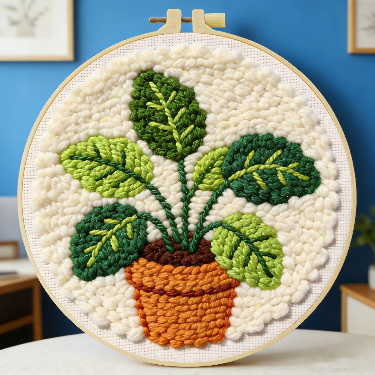 Is Sewing Textile Art - 20X20CM/7.87 inç Yapraklar Punch İğne Nakış