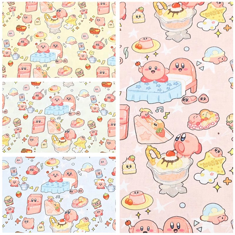 Textile And Sewing Materials - Karikatür Kirby %100 Pamuklu Kumaş Dikiş