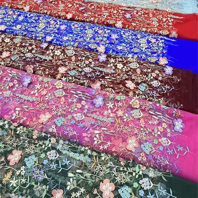 3D Çiçek İşlemeli Tül Kumaş Te - Textile And Sewing Materials incelemesi ve fiyatı